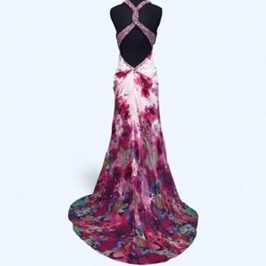 Ultra-dramatic‎ Y2K Cache' couture watercolor goddess halter gown